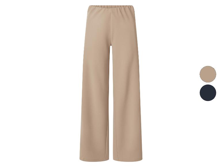 Dames wijde broek in beige en donkerblauw