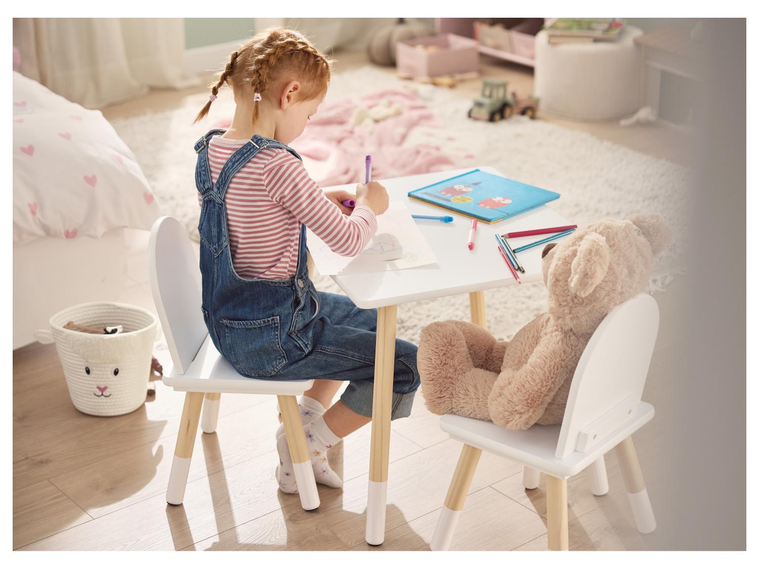 EUGAD Kindertafel met 2 stoelen, kindertafel stoel set met opbergruimte, zitgroep voor kinderen, schildertafel, mult. Kindertafel