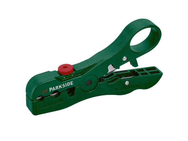 Dénudeur de câbles vert Parkside pour dénuder les fils.