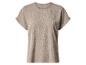 Beige damesblouse met korte mouwen en ronde hals, met gestructureerde stof