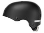 Casque de vélo noir avec une bande réfléchissante.