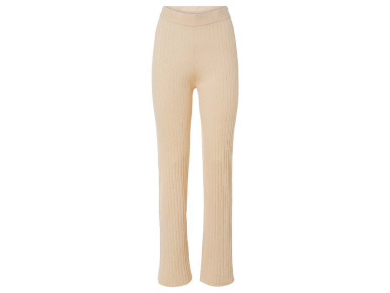 Pantalon beige en tricot à jambe droite.