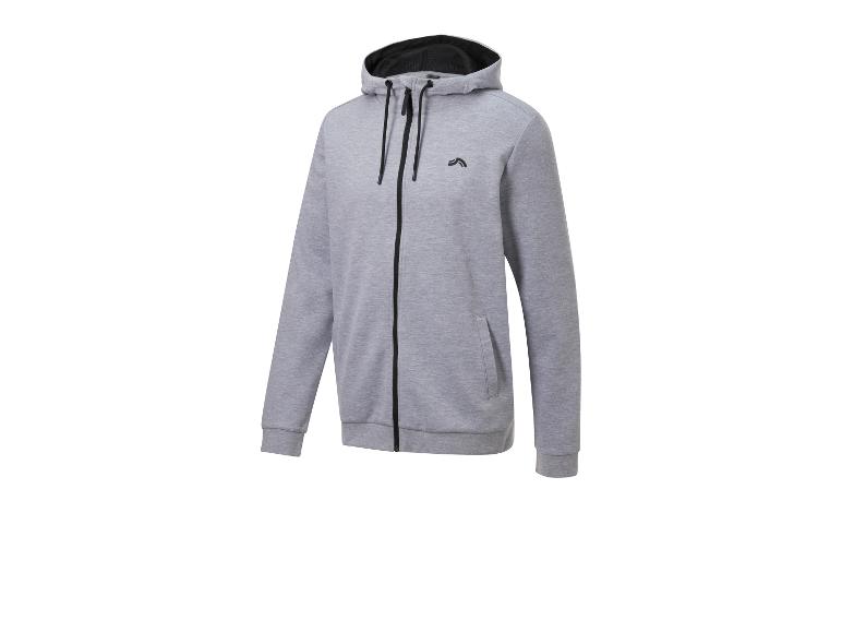 Sweat-shirt à capuche zippé gris.
