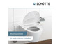 Een toilet met een zachtsluitend deksel van Schütte.
