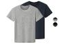 Twee heren T-shirts met korte mouwen: grijs en donkerblauw, met kleurenpalet.