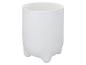 Conteneur cylindrique blanc avec base à pieds arrondis.