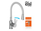 Un robinet de cuisine eisl avec un bec blanc et une finition chromée.