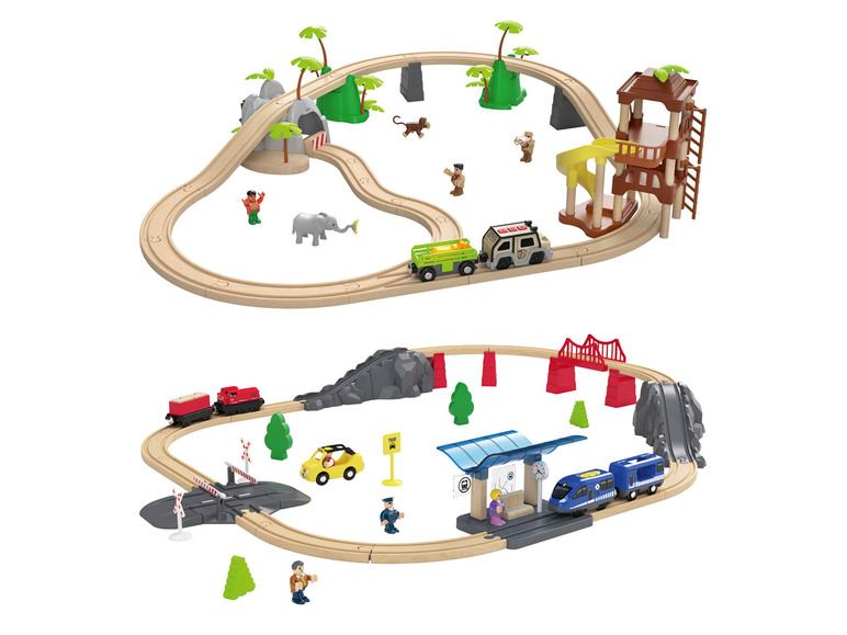 Ga naar volledige schermweergave: Playtive Houten spoorweg jungle of passagierstrein - afbeelding 1