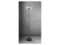 Zwarte staande lamp met glazen kap.