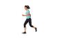 Vrouw joggend in een sport shirt en legging.