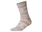 Chaussette beige avec motif fair isle rose et blanc et détails pailletés