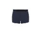 Boxer bleu marine avec ceinture élastique noire et détails rouges.