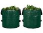 Deux sacs de jardin verts remplis de feuilles