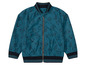Een blauwe bomberjack met vissen en octopus print.