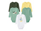 Bodys bébé à manches longues dans différentes couleurs et imprimés, y compris un bateau à voile.