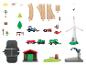 Ensemble de train en bois et accessoires de ferme en plastique.
