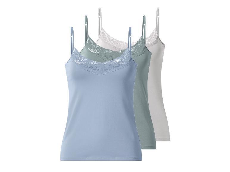 Débardeurs en dentelle bleus, verts et gris