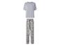 Lichtgrijze pyjamaset met een effen T-shirt en een broek met paisley-patroon.