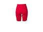 Rode geribbelde fietsbroek met hoge taille, achteraanzicht.