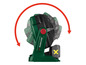 Un ventilateur sans fil Parkside vert avec batterie.
