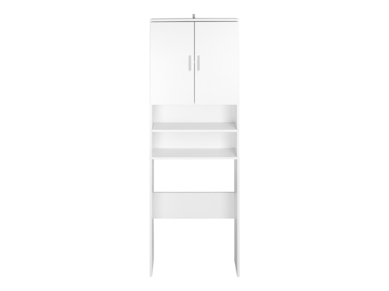 Witte kast met twee deuren en planken.