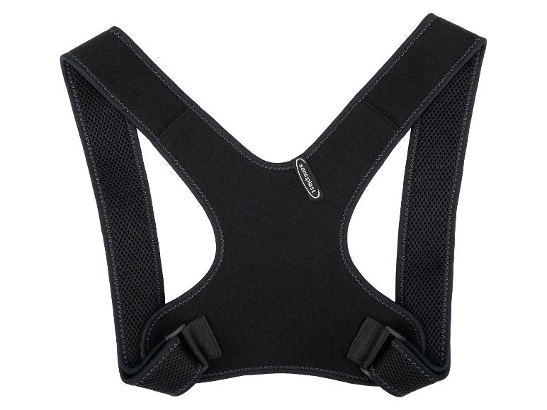Correcteur de posture noir avec bretelles réglables et dos en maille.