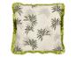 Decoratief kussen met palmboompatroon en limoengroene franjes