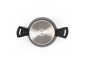 Een zwarte Russell Hobbs pan met een stalen bodem.