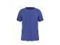 T-shirt de sport bleu à manches courtes et col rond.