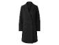 Manteau noir long, croisé, style classique.