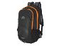 Zwarte rugzak met oranje accenten en ritsen