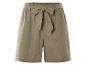 Shorts en lin kaki à taille haute avec ceinture
