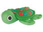 Groene klei schildpad met rode en blauwe stippen op zijn schild.