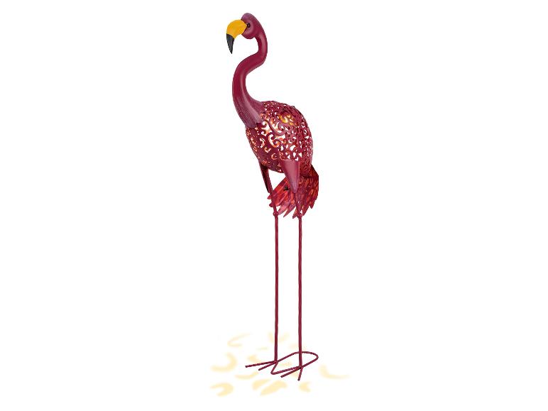 Décoration de jardin flamant rose en métal rouge avec motif découpé