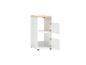 Witte opbergkast met houten blad en twee open deuren