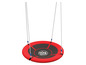 Une balançoire rouge avec le logo Playtive pour enfants.