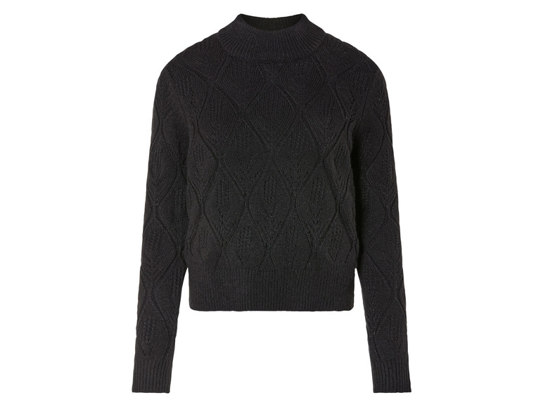 Un pull noir en tricot avec un motif en câble.