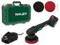 Accu polijstmachine set met koffer, oplader, accu en polijstpads.