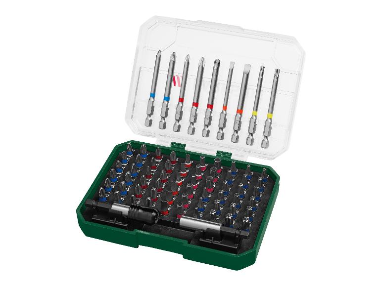 Jeu d'embouts de tournevis de différentes tailles et types, y compris des embouts longs et courts.