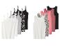 Twee sets dameshemdjes en camisoles in diverse kleuren en patronen