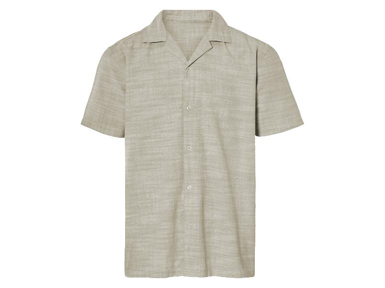 Beige overhemd met korte mouwen, casual stijl.