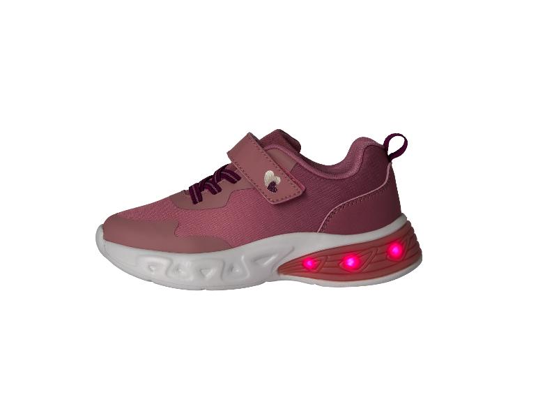 Baskets roses pour fille avec lumières LED dans la semelle