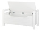 Un banc de rangement blanc avec le couvercle ouvert