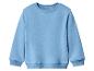 Sweat-shirt bleu clair pour enfant avec col rond et poignets côtelés.