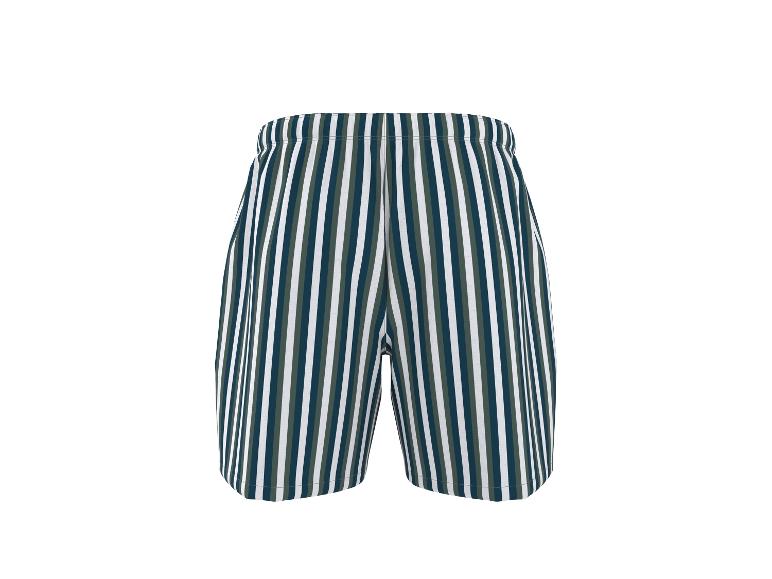 Shorts rayé pour homme en blanc, bleu foncé et vert olive.