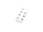 Witte afstandsbediening met aan/uit-, modus-, ventilator-, timer-, eco-, plus- en min-knoppen