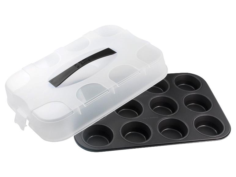 Moule à muffins Zenker et son couvercle transparent.