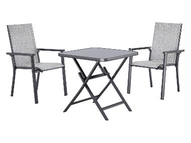 LIVARNO® Ensemble de jardin Houston : table pliante avec 2 fauteuils empilables
