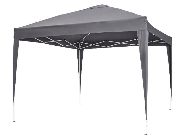 Tonnelle pop-up grise avec structure métallique, idéale pour les événements extérieurs.