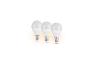 Drie ronde LED-lampen op een witte achtergrond.